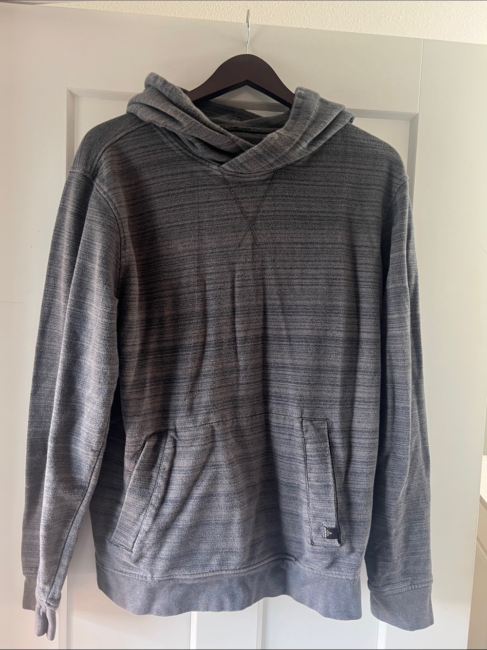 Prana Striped Gray Hooded Pullover Sweatshirt
